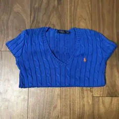 Polo Ralph Lauren ケーブル編みニットセーター XS 青