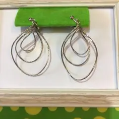 シルバー 多層ドロップ型 イヤリング