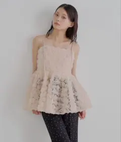 Chicoローズチュールペプラムブラウス