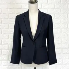 ♡23区【34】紺 テーラードジャケット 一つ釦 春夏 ストレッチ オフィス