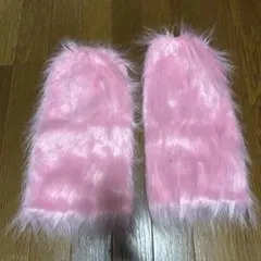 ピンク フェイクファー レッグウォーマー
