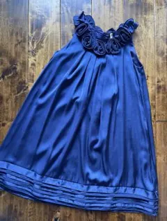 最終日※パーティードレスお花　ネイビーブルー結婚式二次会M 送料込み¥1980