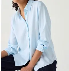UNIQLO【新品未使用】 レーヨンブラウス 長袖 ライトブルー　Mサイズ