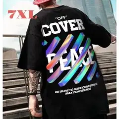 ビック 夏服 半袖 ストリート ロゴ 黒 大きいサイズ メンズ Tシャツ 7XL