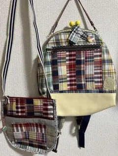 ハンドメイド　がま口リュック　ショルダーセット
