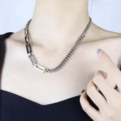 シルバー ユニセックス ステンレス ネックレス チェーン ストリート 689-3