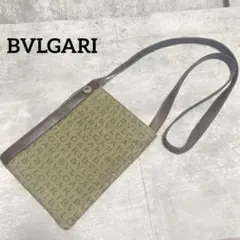 美品 ブルガリ ロゴマニア キャンバス レザー ショルダーバッグ 斜め掛け