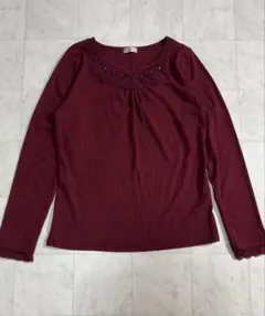 axes femme アクシーズファム レース リブ 長袖 カットソー