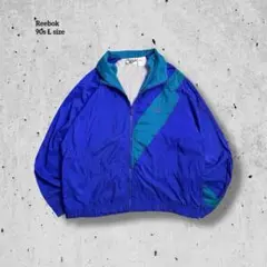 90s 古着Reebok リーボックナイロンジャケット ブルー×ティール L