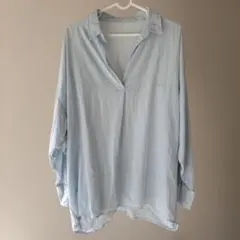 ライトブルー オーバーサイズシャツ 長袖