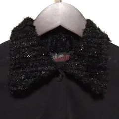 ⭐LES FILLES ラメ入りファー襟 ブラウス 長袖 トップス M 黒