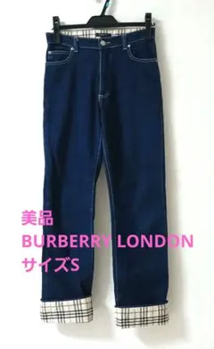美品　BURBERRY LONDON　ダークブルーデニム　ノバチェック　サイズS