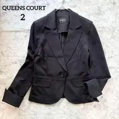 【QUEENS COURT】テーラードジャケット ストレッチ 細見え ブラック