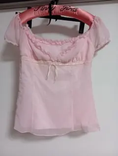 ＆by P＆D ピンク シフォン オフショルダー トップスのサムネイル