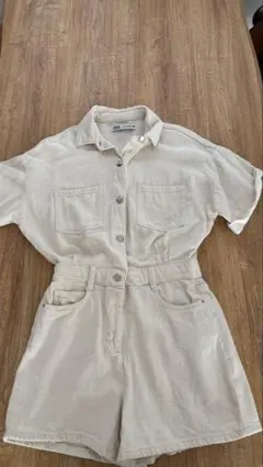 限定価格！【ZARA】デニム ホワイト ジャンプスーツ　海外購入 Sサイズ