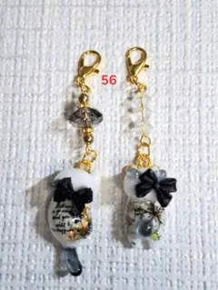 56 レジン猫チャーム 2点セット