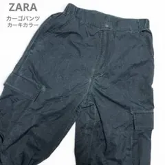 ZARA ナイロンカーゴパンツ カーキ 裾ドロー Mのサムネイル