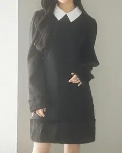 あい様専用♥️SAISON DE PAPILLON 素材膝丈ワンピース