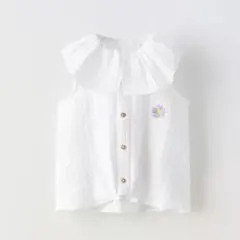 ZARA 襟フリルノースリーブTシャツ　92cm