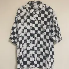 ZARA XLサイズ　ペイント風　チェック柄半袖シャツ　定価6590円のサムネイル