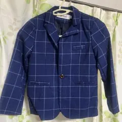 ネイビー チェック柄 スーツセット (ジャケット・ベスト・パンツ)