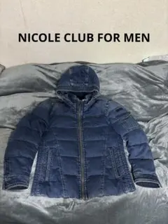 NICOLE CLUB FOR MEN フード付きダウンジャケット デニムブルー