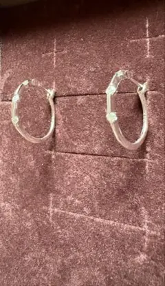 k18wg 天然ダイヤモンドフープピアス