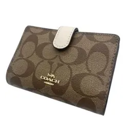 【未使用級】 コーチ COACH 二つ折り財布 シグネチャー ベージュ