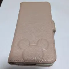 ミッキーマウス型押し手帳型ケース アプリコットピンク　AQUOSsense4