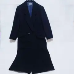 イデー ブラック ロングコート ウール100%　カシミヤ混