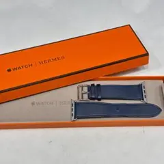 状態良【エルメス本物】Apple Watchバンド/レザー/ネイビー