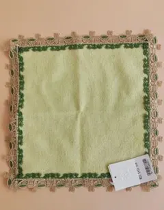 新品　近沢レース タオルハンカチ 和レース 茶道 イエローグリーン
