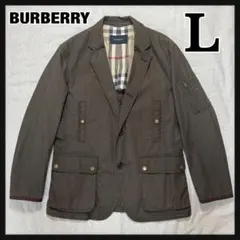 バーバリー ミリタリー テーラードジャケット ノバチェック L カーキ