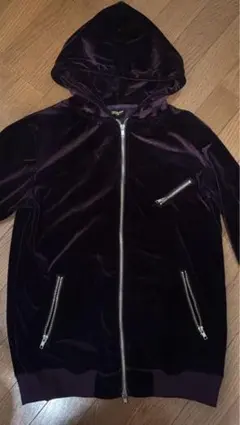 紫ベロア ジップパーカー