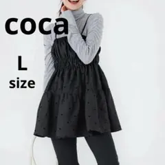 cocaフロッキードット柄ハリ感キャミチュニック　コカ