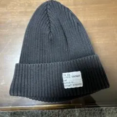 ブラック ニット帽 リブ編み