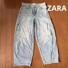 ライトブルー ワイドレッグデニム ハイウエスト ZARA