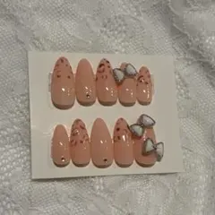 ネイルチップ 秋ネイル ヒョウ柄 ガーリーネイル ピンクネイル