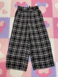 キッズ ワイドパンツ チェック柄