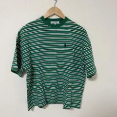 U.S. POLO PSN. 緑と白のストライプ Tシャツ M