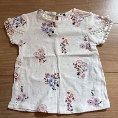 Zara 花柄フリル袖Tシャツ