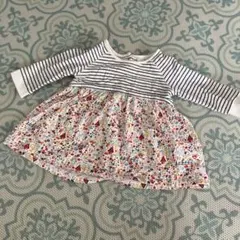 【目立つ汚れなし】next baby ボーダー 花柄 ワンピース 70cmのサムネイル