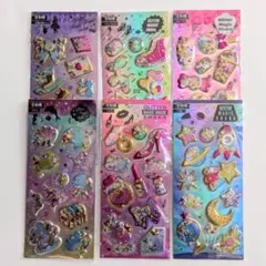 2 グリッター シャカシャカシール キラキラ ぷくぷくシール シール交換 6枚1