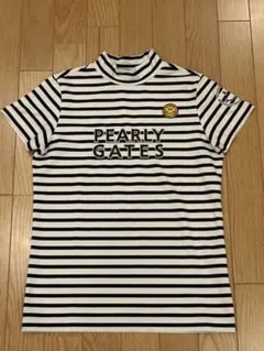 パーリーゲイツ　美品　ストライプモックネック