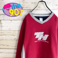 90's トミーヒルフィガージーンズ　ロゴ刺繍　ゆるだぼ スエット トレーナー