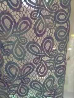 青紫と緑のグラデーションストレッチレース生地