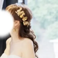 ウエディング 花モチーフ ロングイヤリング/ヘッドアクセサリー