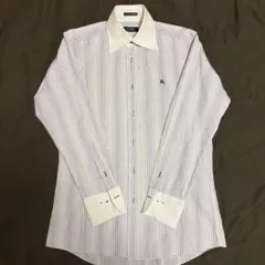 BURBERRY BLACK LABEL ストライプ 長袖シャツ 白と紫 40