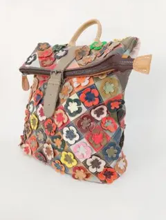 美品】ダコタ 2WAY ショルダーバッグ 麻 リネン 花 パッチワーク 
