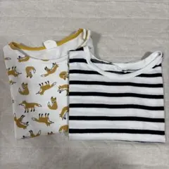 長袖Tシャツ 2枚セット 95cm キツネ ボーダー　ロンT 男女兼用